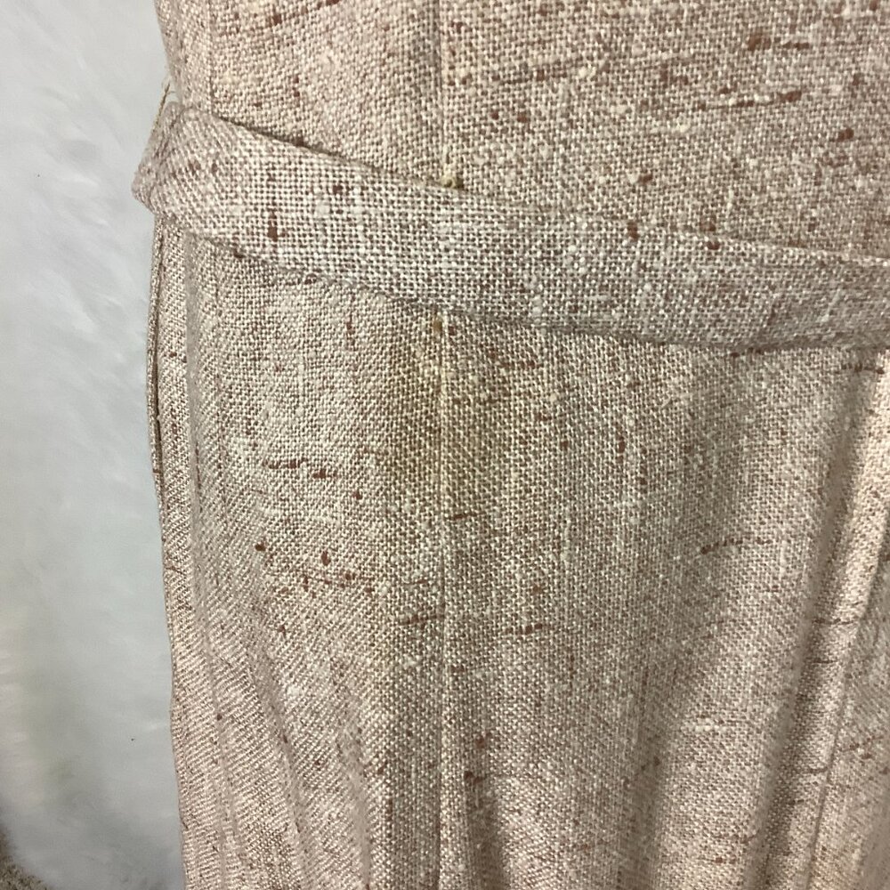 Vintage 60s Beige Tweed Belted Dress, Double Breasted Jacket, Belt & Scarf Set L - Picture 11 of 14